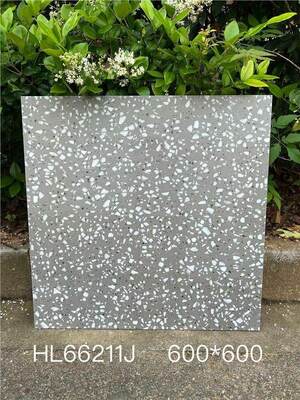Ubin Lantai Keramik Terrazzo Abu-abu Bergaya 600x600mm untuk Ruang Makan dan Ruang Tamu