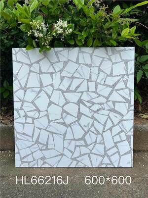 Berwarna abu-abu Menakjubkan 600x600mm Lantai Indoor Terrazzo Keramik Peti Untuk Kamar Mandi dan Balkon