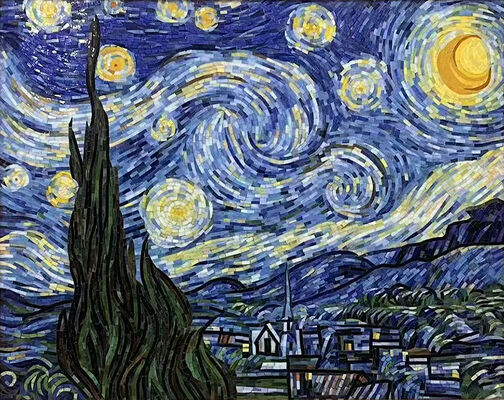 Blue Stunning Art Wall Glass Mosaic Untuk Kantor dan Kamar Mandi