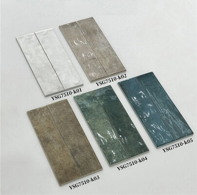 Ubin Dinding Keramik Indoor Glossy Beige Tahan Gores 75x300mm Untuk Balkon