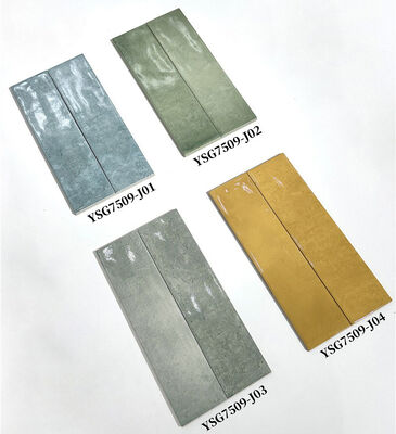 Waterproof Biru 75x300mm Glossy Indoor Keramik Wall Tile Untuk Kantor dan Kamar Mandi