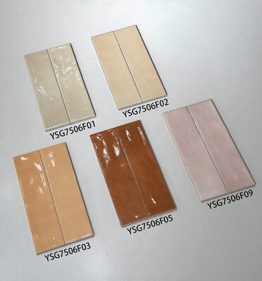 Elegant Retro Beige Pink 75x300mm Glossy Interior Keramik Wall Tiles Untuk Kamar Tidur dan Ruang Makan