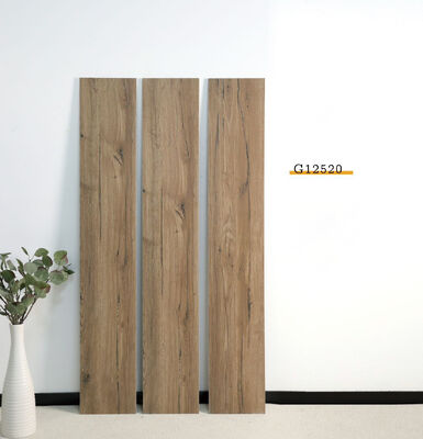 Ubin Lantai Porselen Dalam Ruangan Warna Coklat Menakjubkan Ukuran 200x1200mm untuk Ruang Tamu dan Kamar Tidur