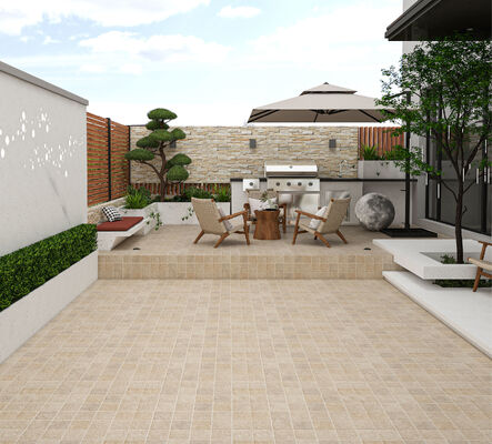 Ekologi ramah Retro Cahaya Kuning Mat Keramik Paving Tile 600x600mm Eksterior Floor Tile untuk Square