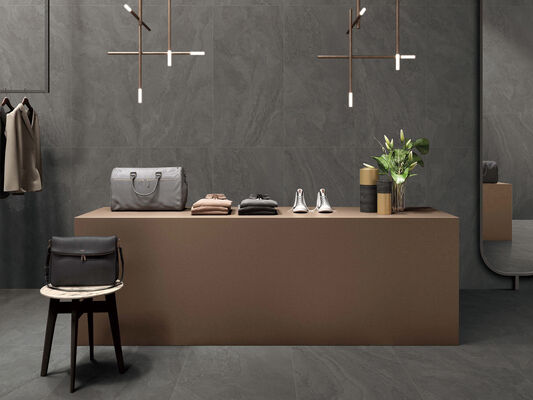 Dark Gray Elegant dan tahan noda 600x1200mm Matt Dengan Bentuk Permukaan Porselen Peti Untuk ruang tamu dan kamar tidur