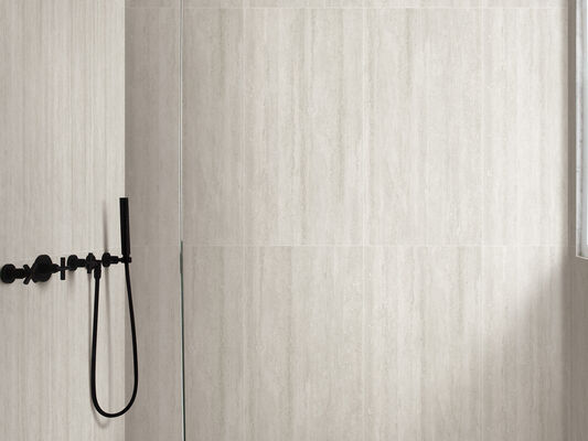 Anti-slip Beige dan Cahaya Abu-abu Lantai Indoor Travertine 600x1200mm Matt Porselen Jubin Untuk Ruang Tamu