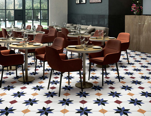 0.03W.a 200x200mm Ubin Porselen Dalam Ruangan Dinding Lantai Maroko Biru Kuning SGS