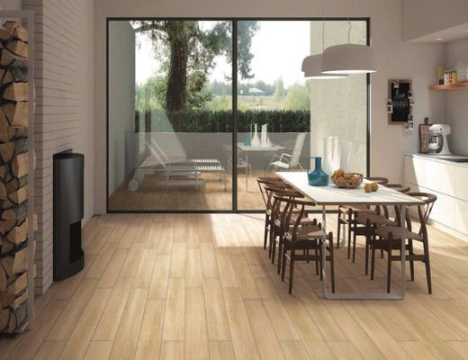 Frostproof 30x120cm Ubin Porselen Kayu Light Beige Untuk Proyek CE Grade AAA