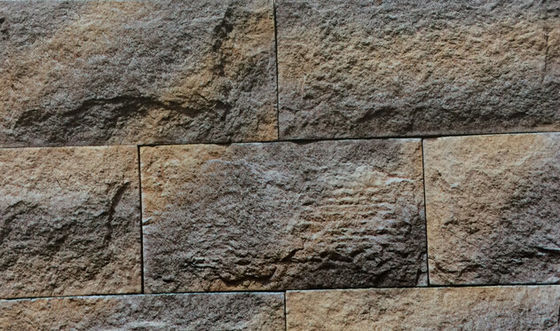 Beige Gray Orange Batu Budidaya Brick Tembok Semen 14mm