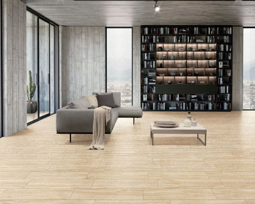 1200mm Panjang Anti Slip Porselen Kayu Ubin Inkjet Dicetak Beige 150x900mm