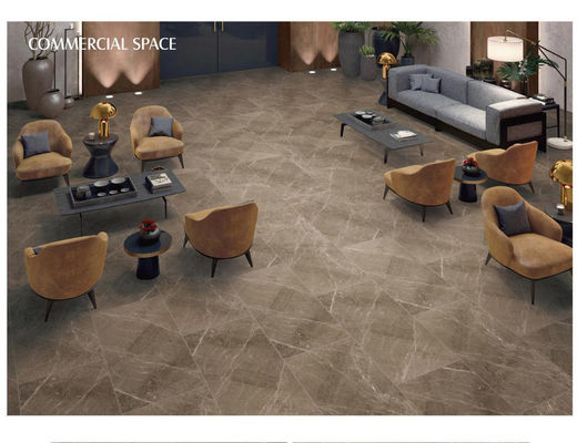 Ubin Lantai Porselen Vitrifikasi ISO 10mm Matt Glazed Brown Grey Marmer 600x1200mm