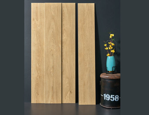 SGS 250mm Lebar Ubin Porselen Kayu Beige Cream Untuk Dekorasi Ruang 0.95cm