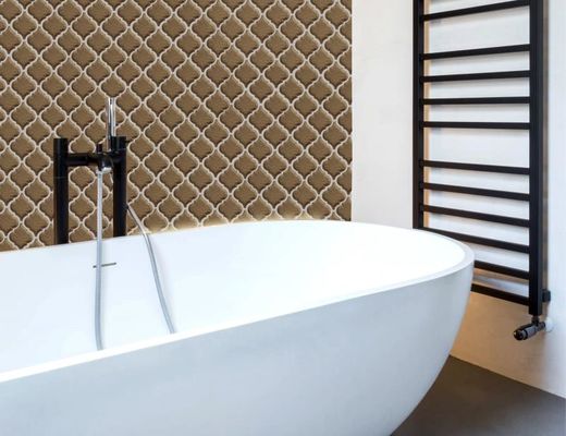 Ubin Kaca Mosaik Lentera PRIMIERA Dipoles Coklat, Ubin Dinding Dekorasi Matt 250x270mm