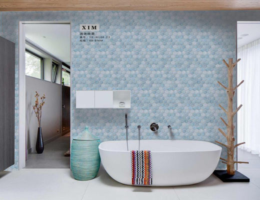 ISO CE 48x6mm Ubin Mosaik Dekoratif Kaca Hexagon Matt Finish Glazed