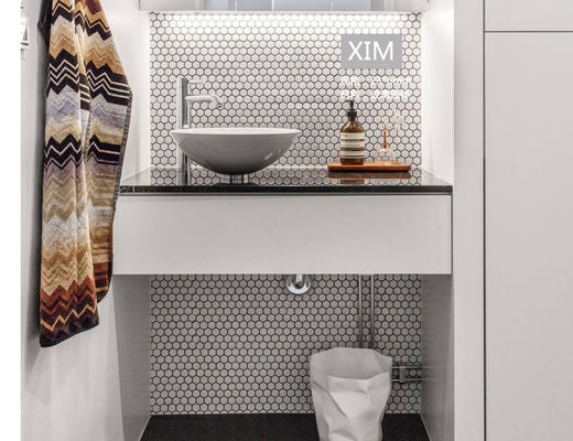 Geometris Buram SGS Kaca Hexagon Mosaic Tile Luxury Hotel Full Body 305.5x265mm