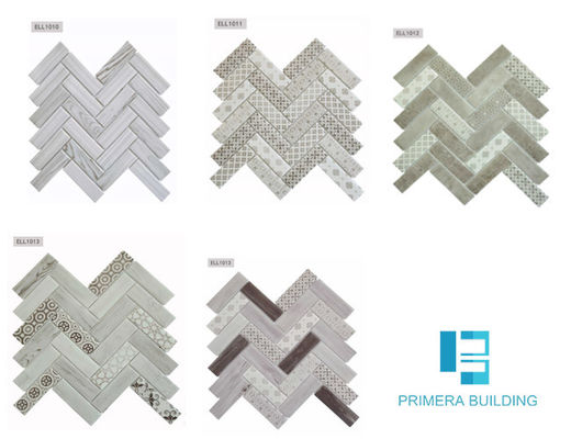 270x290mm Peti Mosaik Marmer Kayu 6mm Ketebalan untuk Kolam Renang
