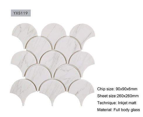 Fan Bentuk Kaca Mosaik Genteng 260x240mm Inkjet Matt Finish
