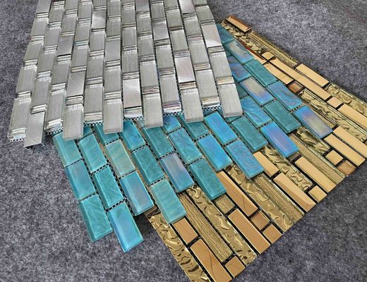 PRIMERA 8mm Mewah Kaca Mosaik Ubin Cincin Desain Hotel Villa 300x300mm