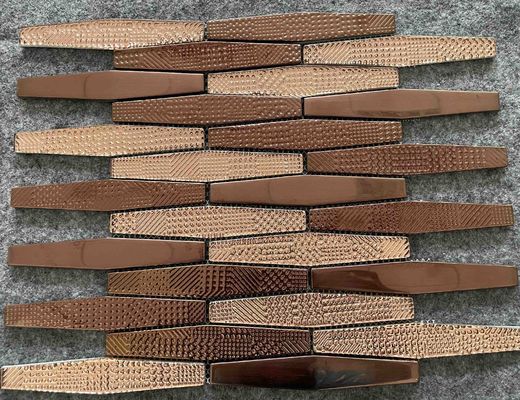 11 Lembar/Ctn Ubin Mosaik Dekoratif Strip Tidak Teratur Logam Kaca Mengkilap Dinding Artis 8mm