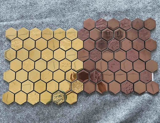 30x30cm Square Glazed Tiles, ISO13006 8mm Hexagonal Mosaic Wall Tiles Brown Gold