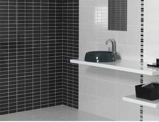 PRIMERA 10x20cm Keramik Subway Ubin Dapur Kamar Mandi Putih Hitam Mengkilap 14kgs/Ctn