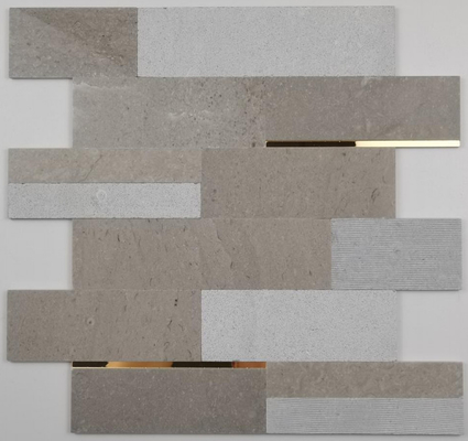 Ubin Mosaik Dekorasi Logam Batu Alam 4mm 300x300mm