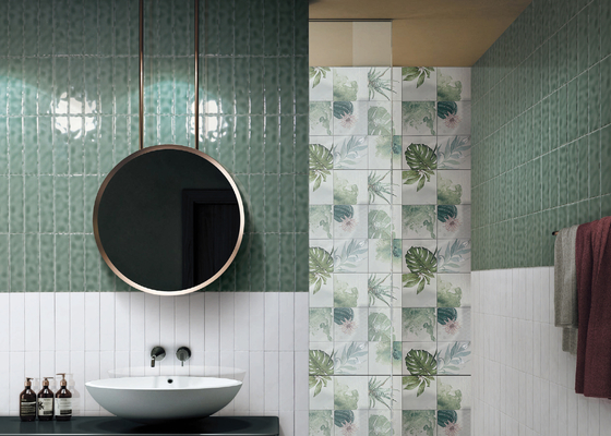 Harringbone Di Dalam Ubin Dinding Kamar Mandi Ubin Abu-abu 50x200mm