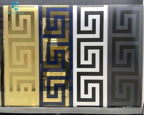 Koridor Permukaan Emas Ubin Lantai Porselen Mengkilap 300x600mm Dekorasi Bangunan Mewah