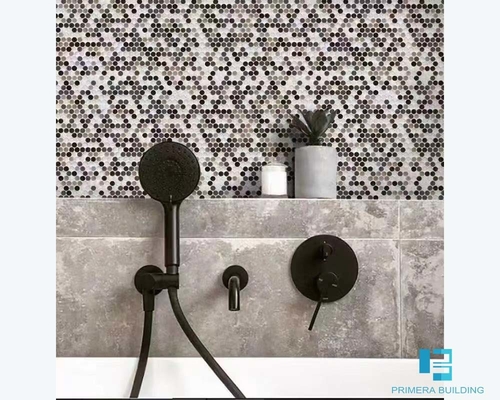 Ubin Porselen Dinding Dekoratif Berbentuk Tombol Warna Campuran Tebal 6mm